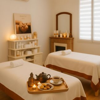 Massage duo : un moment de bien être à partager réalisé en duo.